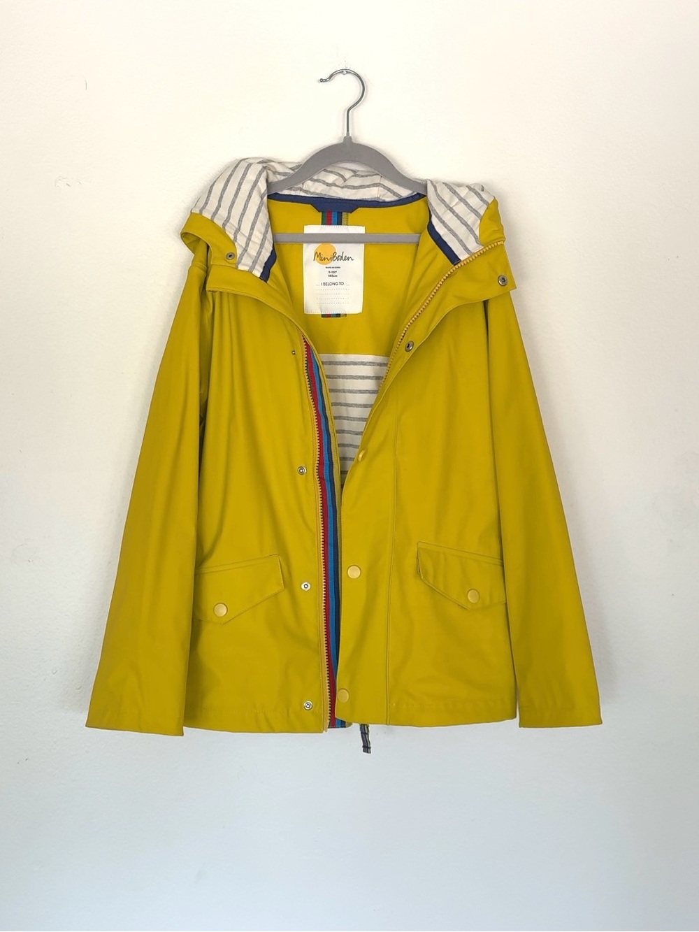 Mini Boden Yellow Hooded Kids Raincoat Fisherman Jacket - Size 9/10(Kids)